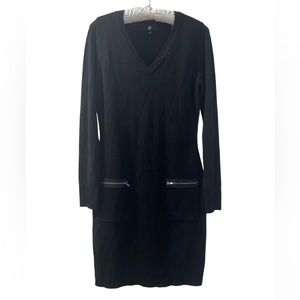 Black Sweater Dress w/ Front Zipper Detail